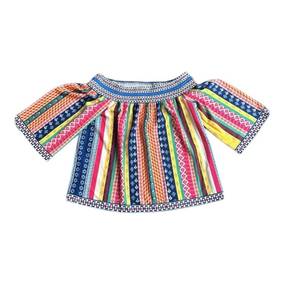 Flying Tomato Multicolour Boho Striped Smocked Off The Shoulders Top - Picture 10 of 14